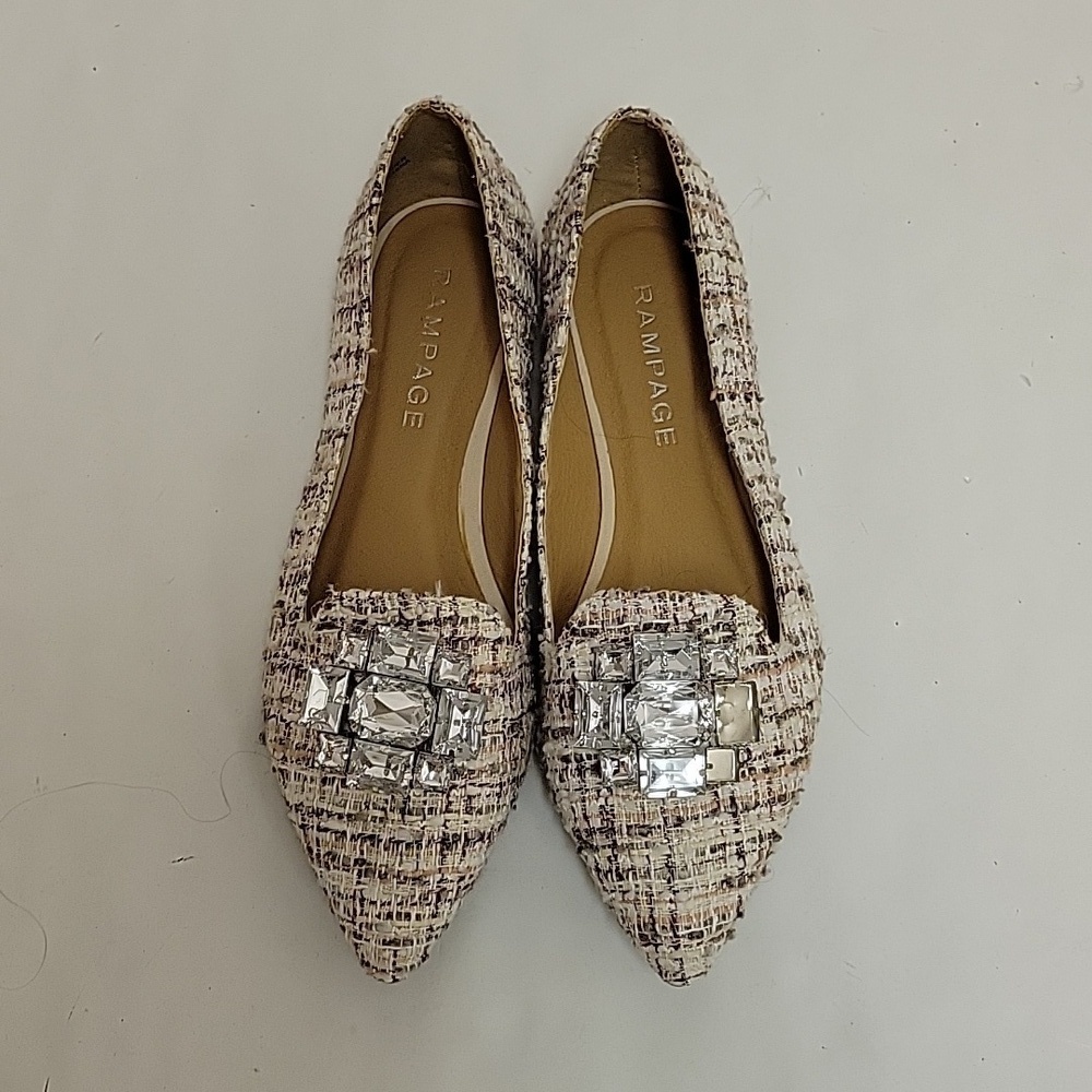 Rampage, women's Coolsie boucle rhinestone ballet flats sz 7, NWOT